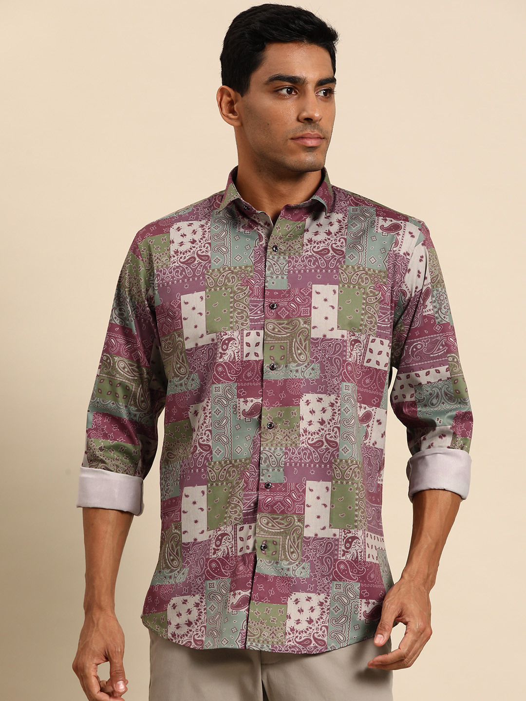 MANQ Men Multicoloured Smart Opaque Printed Casual Shirt