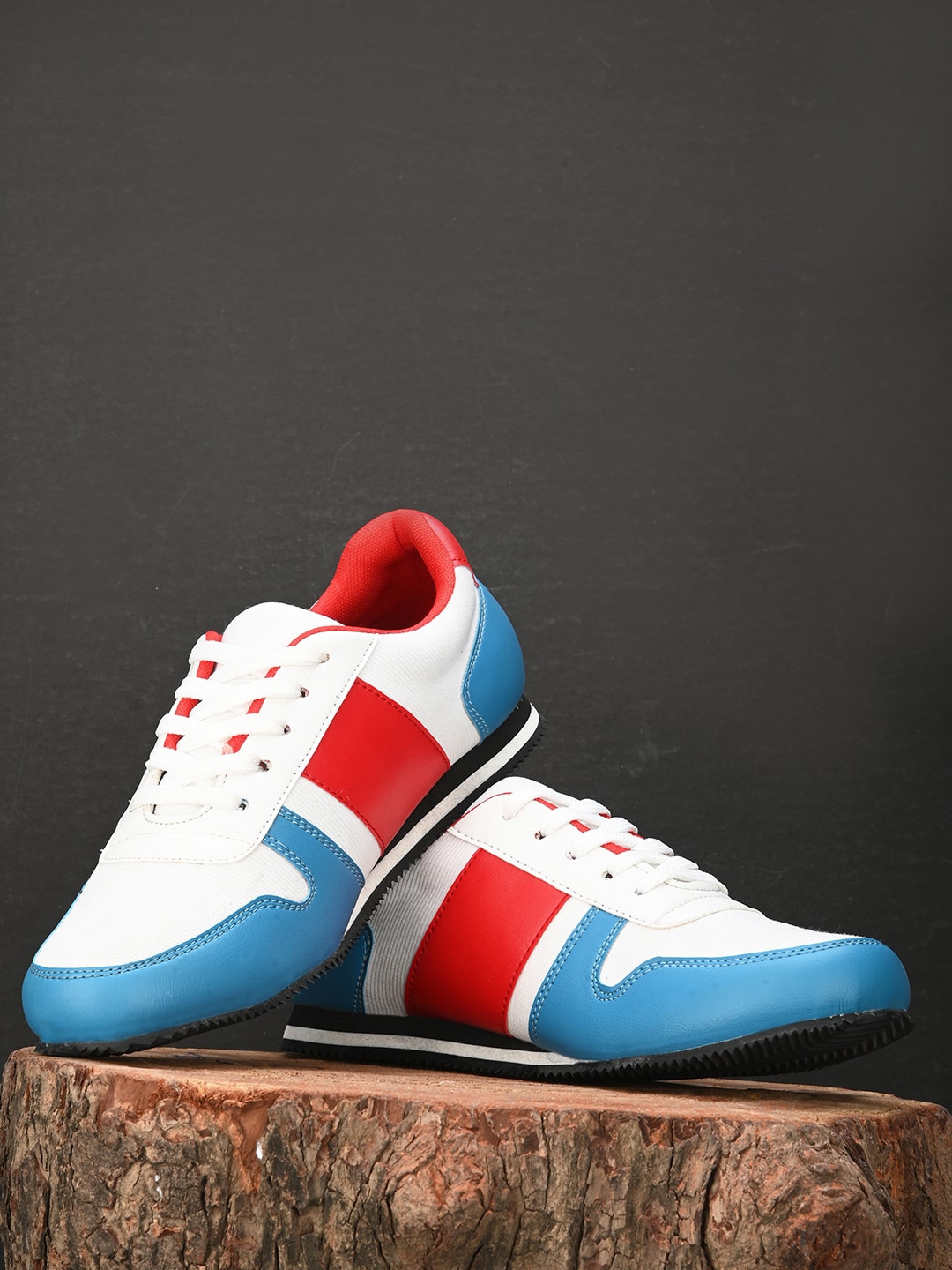 Mast & Harbour Men Cream-Coloured & Red Colourblocked Sneakers (9) by Myntra