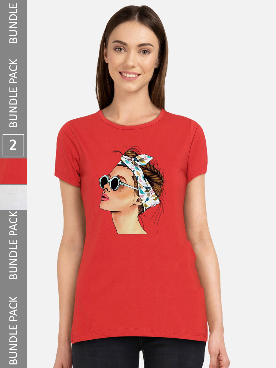 CHOZI Pack Of 2Graphic Printed Cotton T-shirt