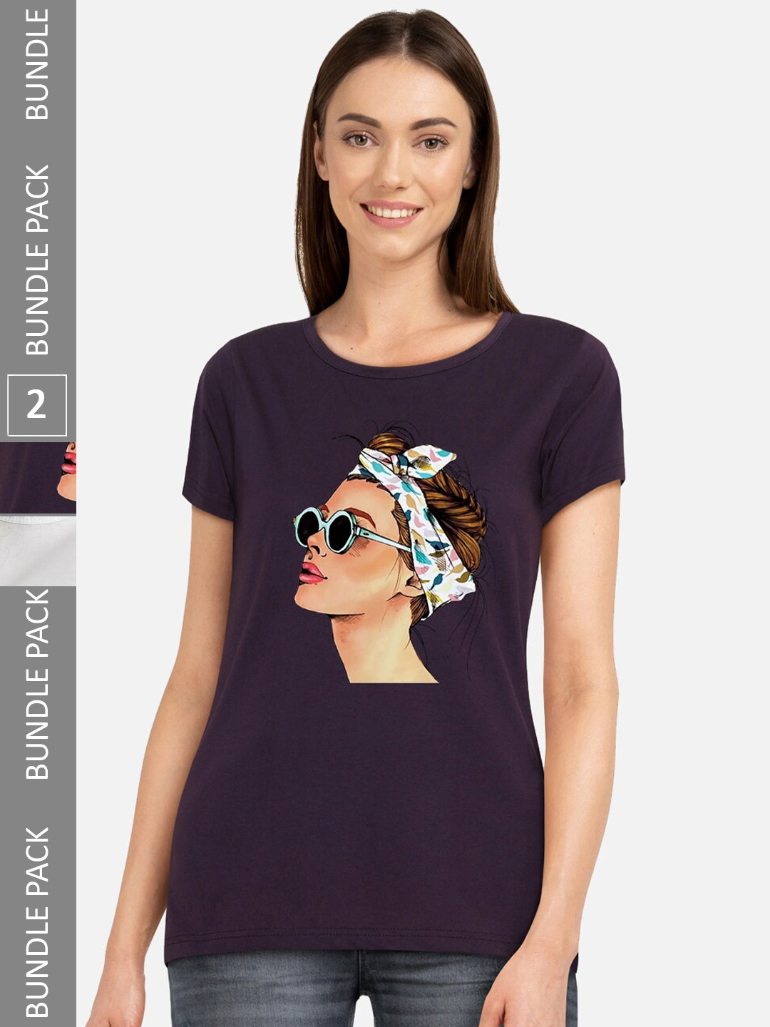 CHOZI Pack Of 2 Graphic Printed Round Neck Cotton Regular T-shirts