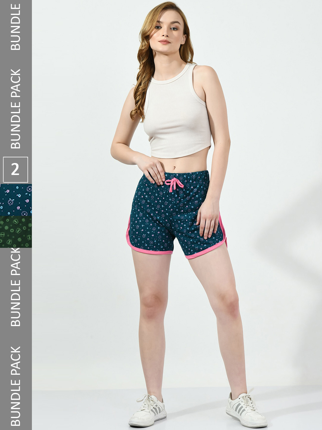 BAESD Pack Of 2 Graphic Printed Cotton High-Rise Shorts