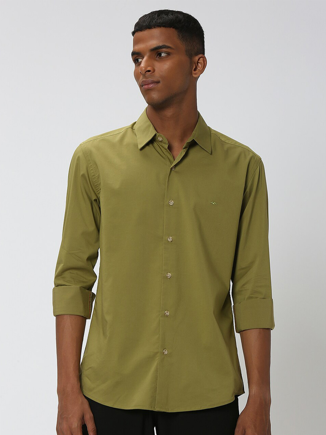 Mufti Slim Fit Spread Collar Casual Shirt