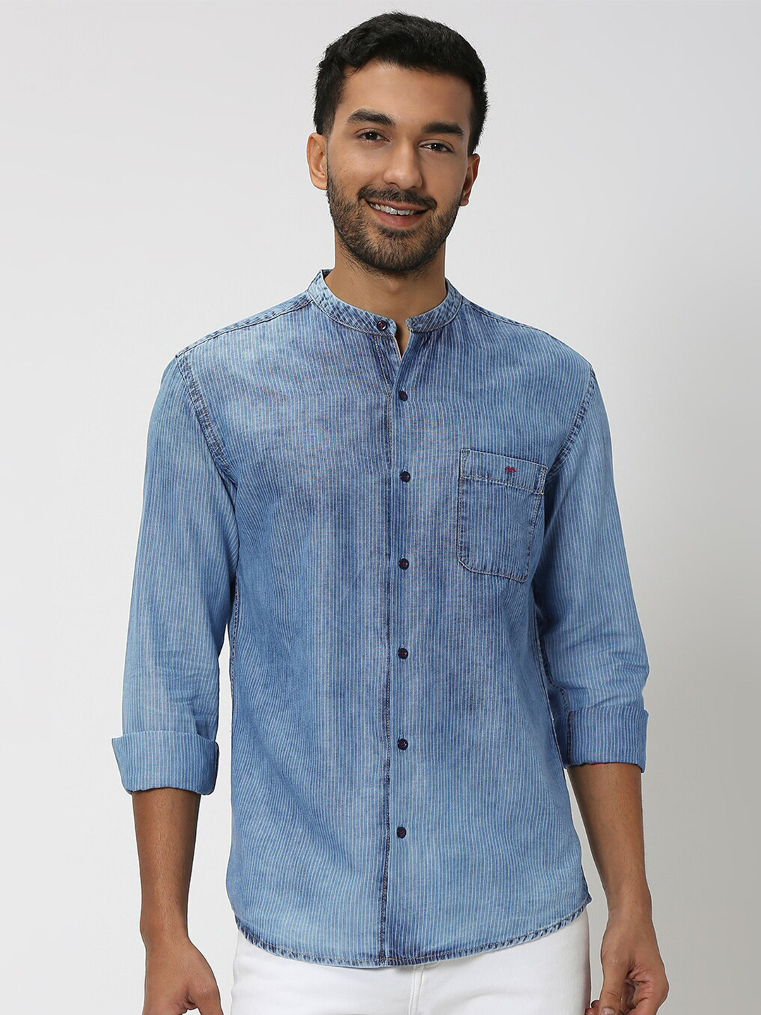 Mufti Faded Slim Fit Cotton Casual Shirt