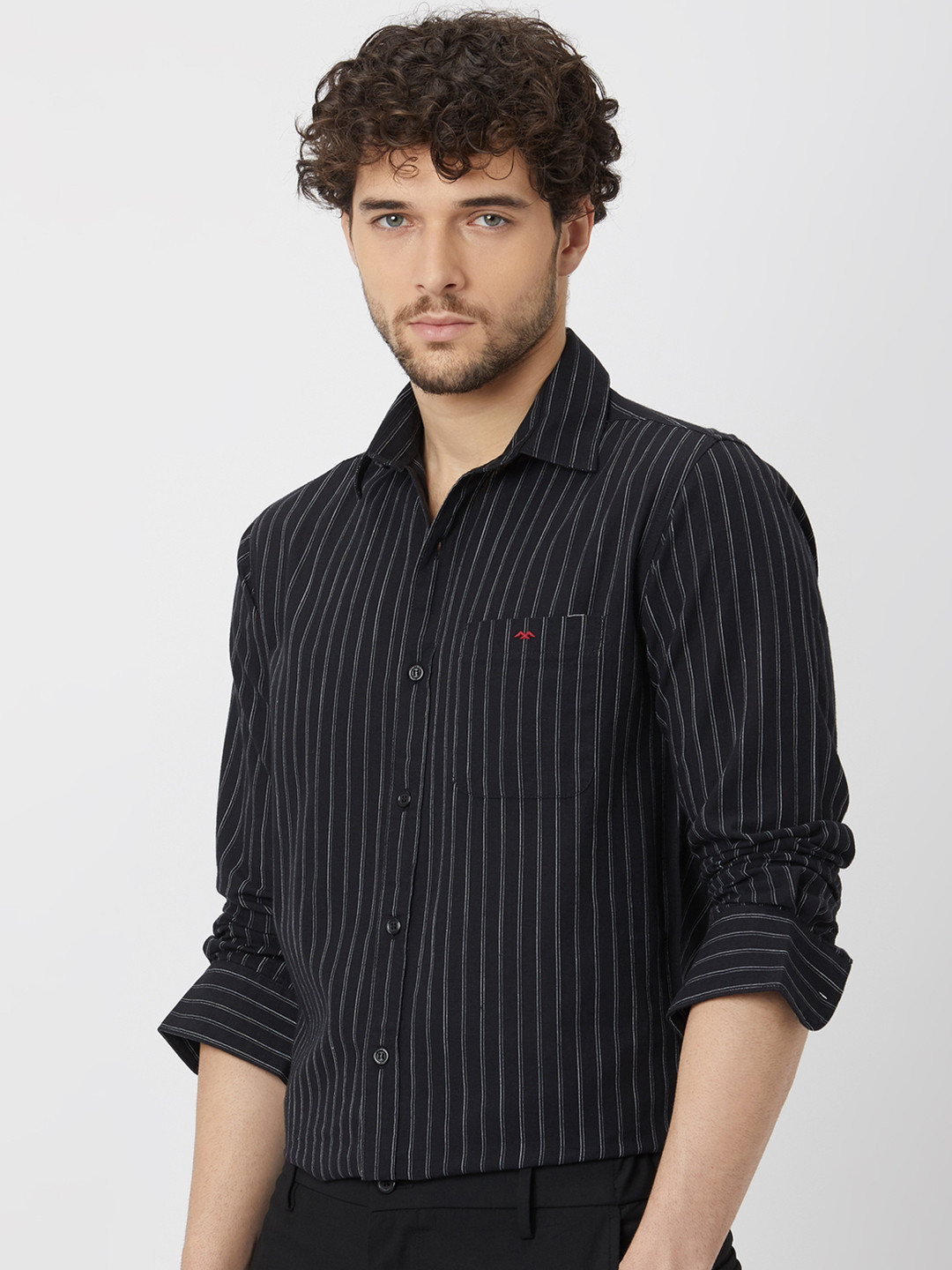 Mufti Striped Opaque Pure Cotton Casual Slim FIt Shirt - Image 1