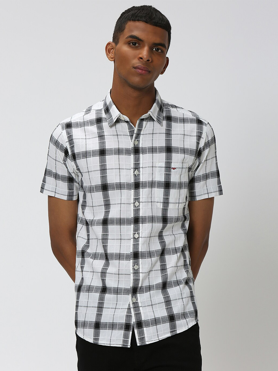 Mufti Tartan Checks Checked Slim Fit Pure Cotton Casual Shirt