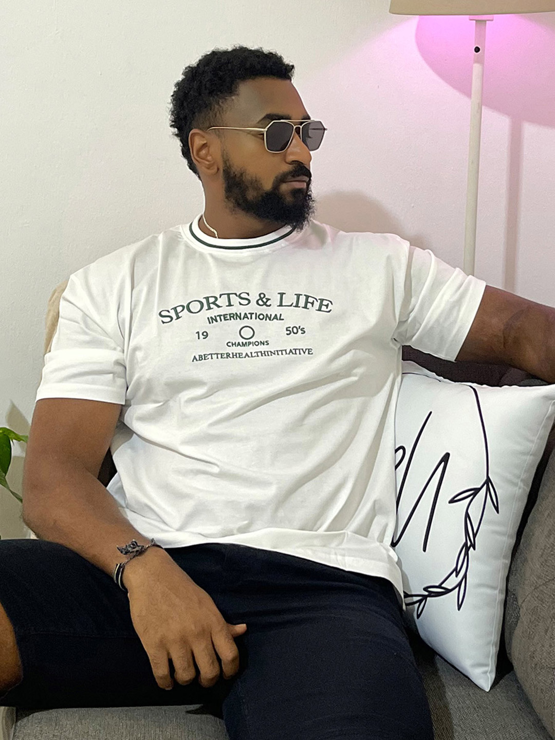 Styli White Compact Jersey Oversized T-Shirt with Front Embroidery