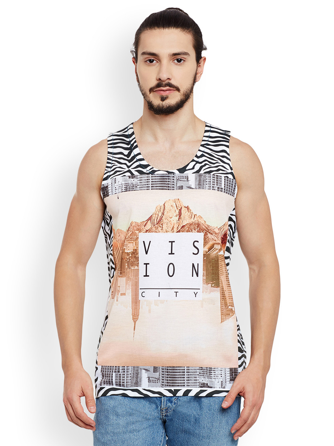 Wear Your Mind Men Off-White Printed Round Neck T-shirt