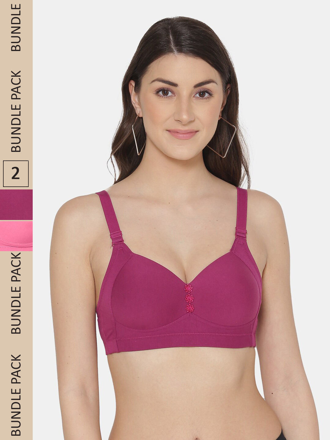 Tweens Maroon & Pink Bra Full Coverage Lightly Padded