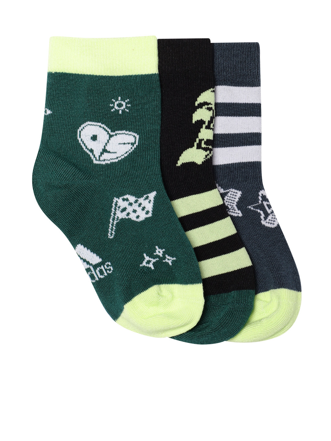 ADIDAS Kids Pack of 3 Printed Above Ankle Length Brand Love Socks