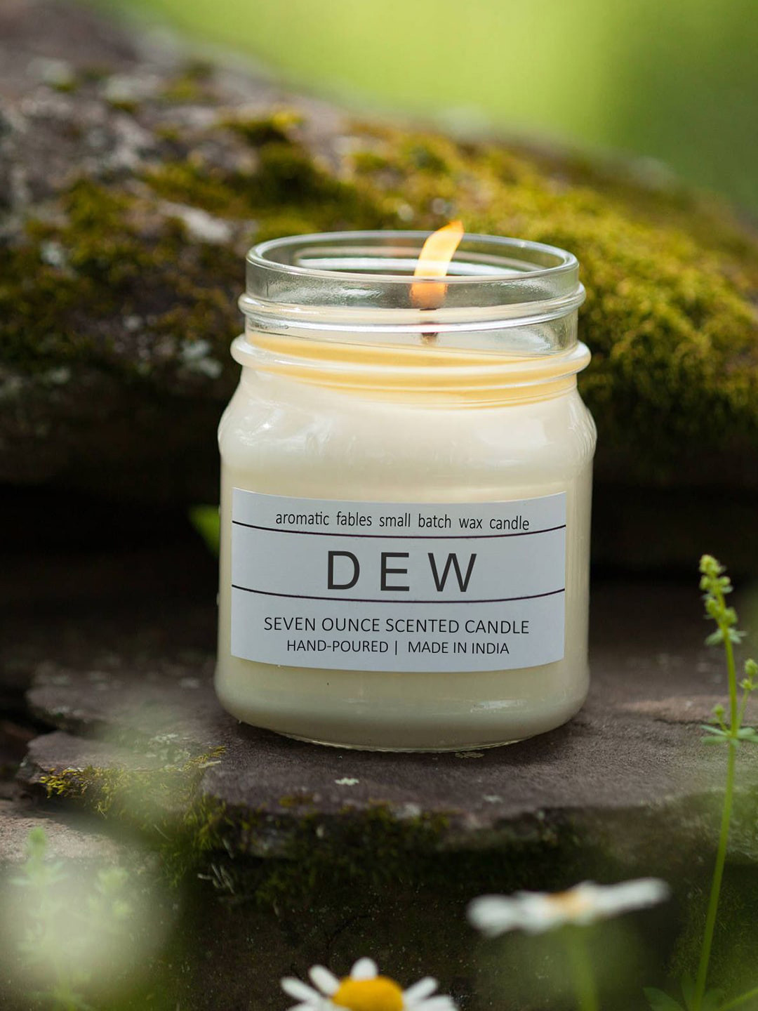 Aromatic Fables Square Glass Jar Dew Scented 1 Wick Solid Regular Candles