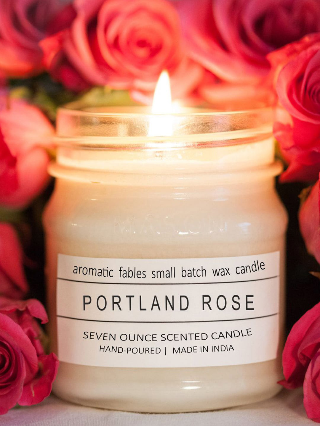 Aromatic Fables Square Glass Jar Portland 1 Wick Portland Rose Solid Regular Candles