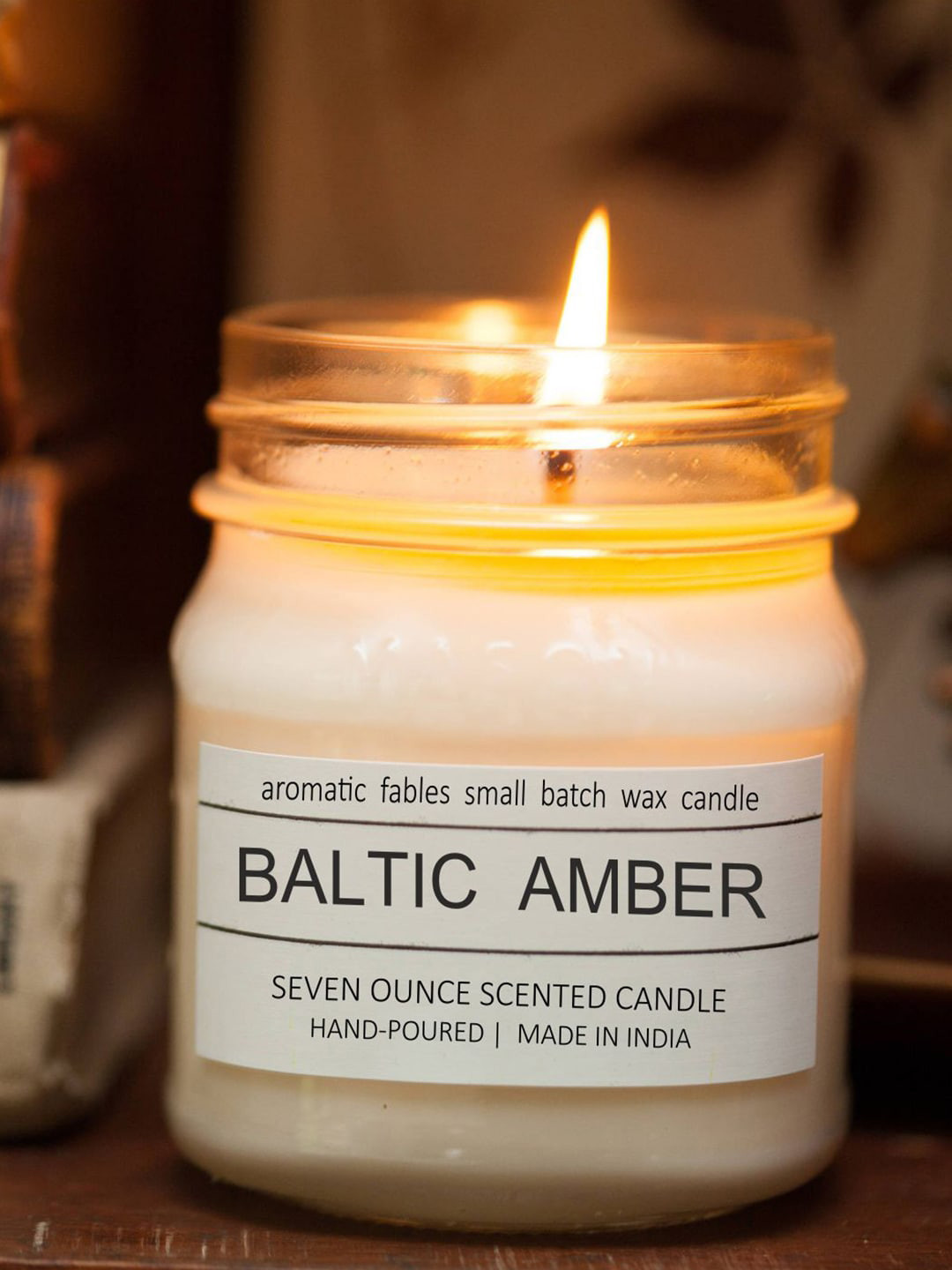 Aromatic Fables Baltic Amber Scented 1 Wick Solid Square Regular Jar Candles