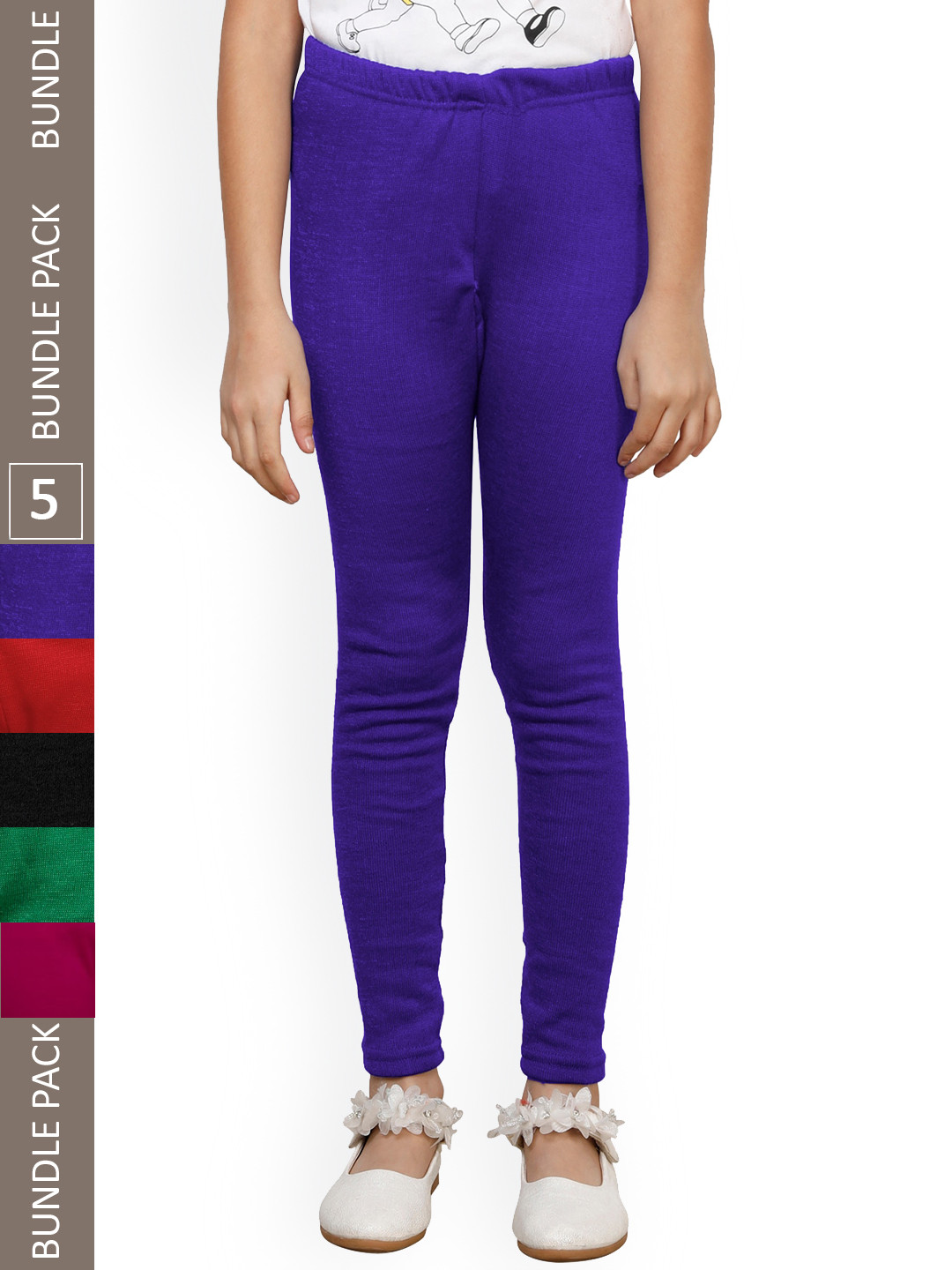 IndiWeaves Girls Pack Of 5 Ankle Length Warm Leggings