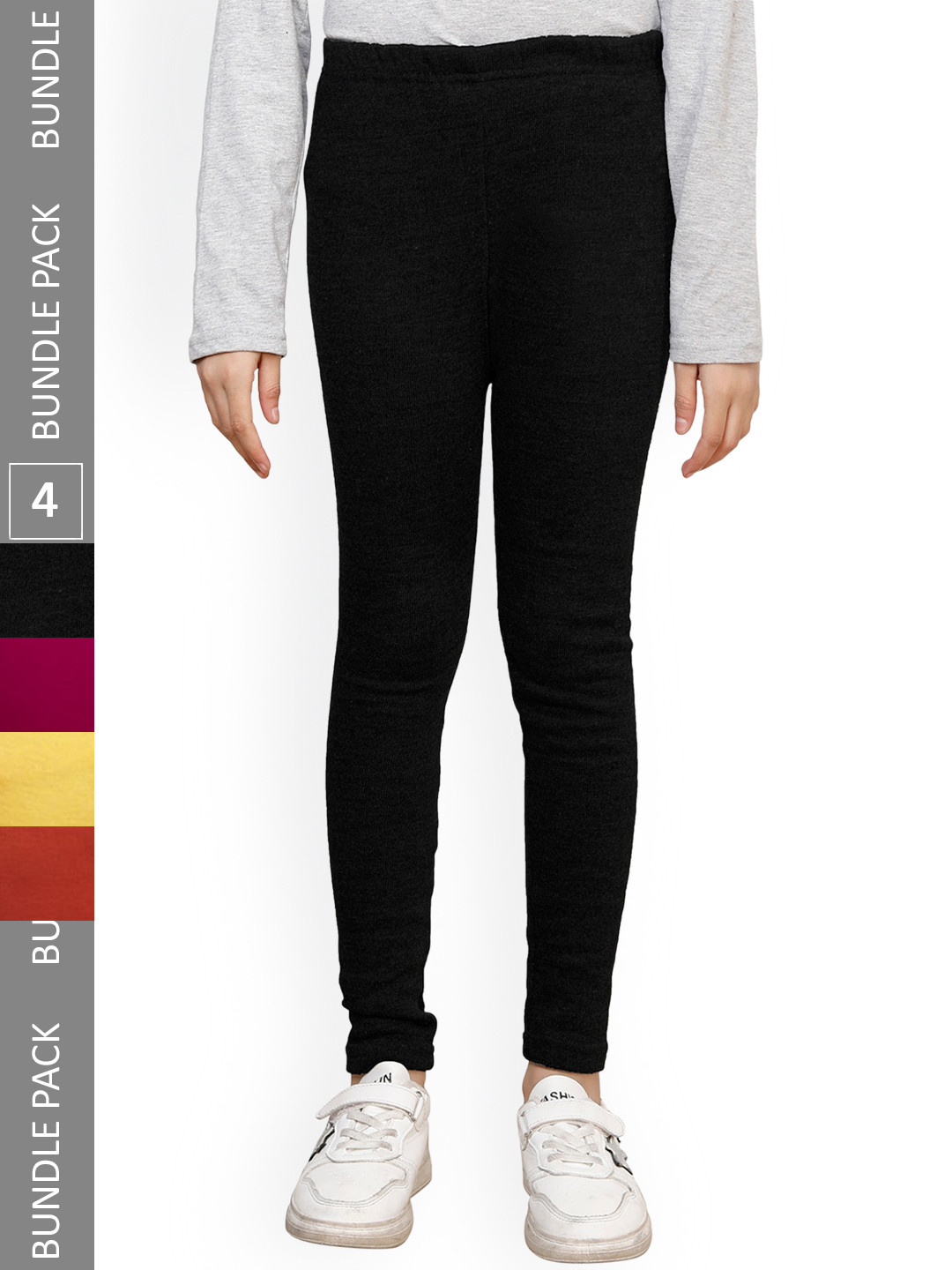 IndiWeaves Girls Pack Of 4 Ankle Length Warm Leggings