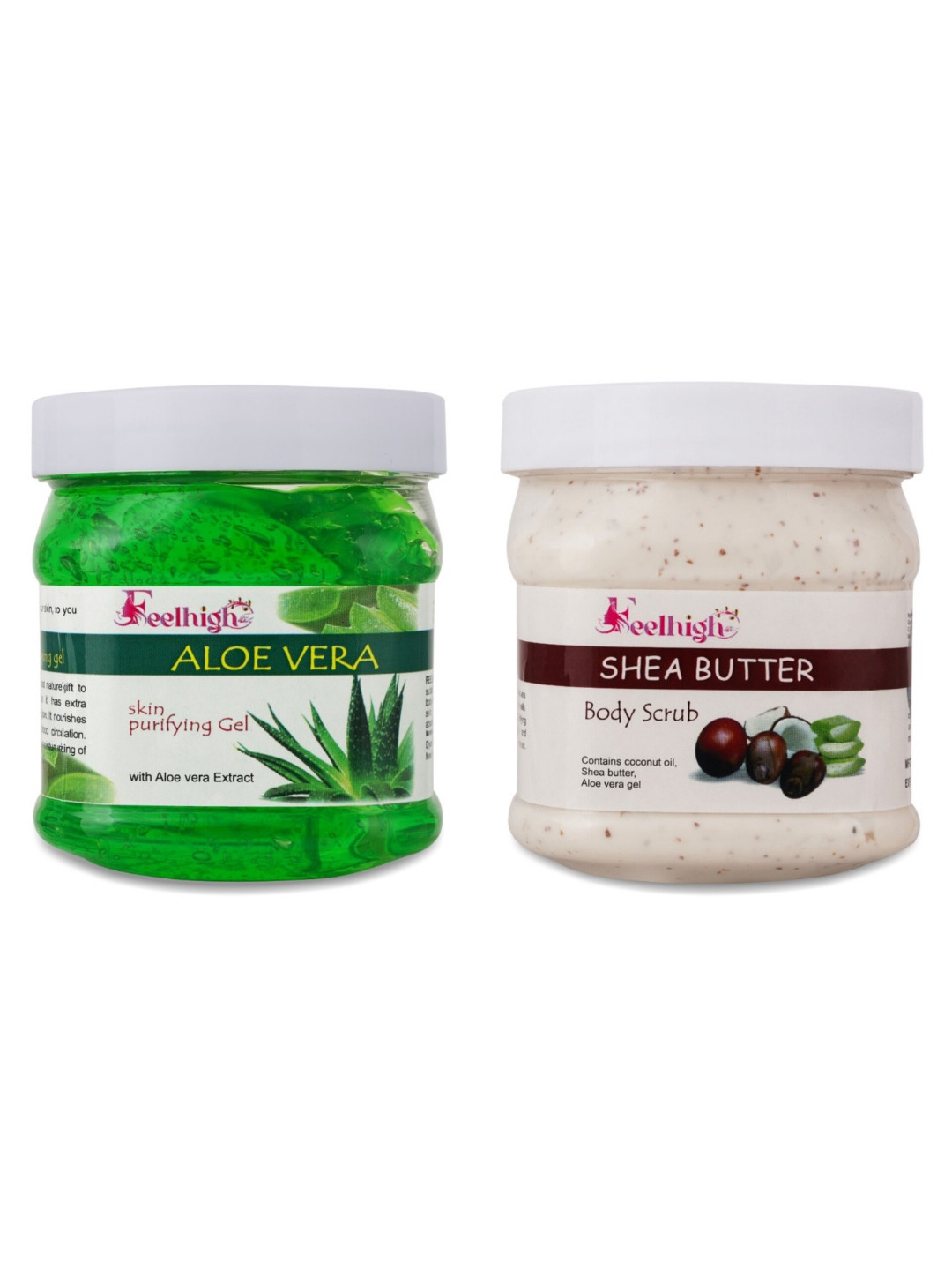 FEELHIGH Pack Of 2 Aloevera Gel & Shea Butterscrub -500 Gm