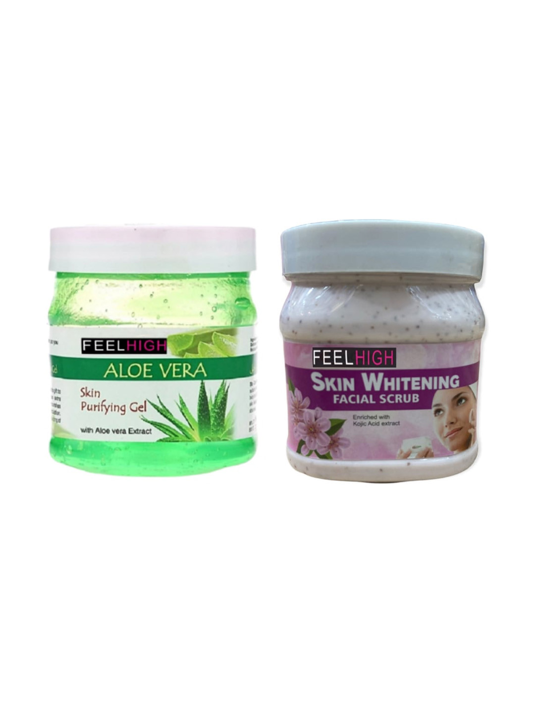 FEELHIGH Set Of 2 Aloevera Gel & Skin Whitening Scrub -500gm + 500gm