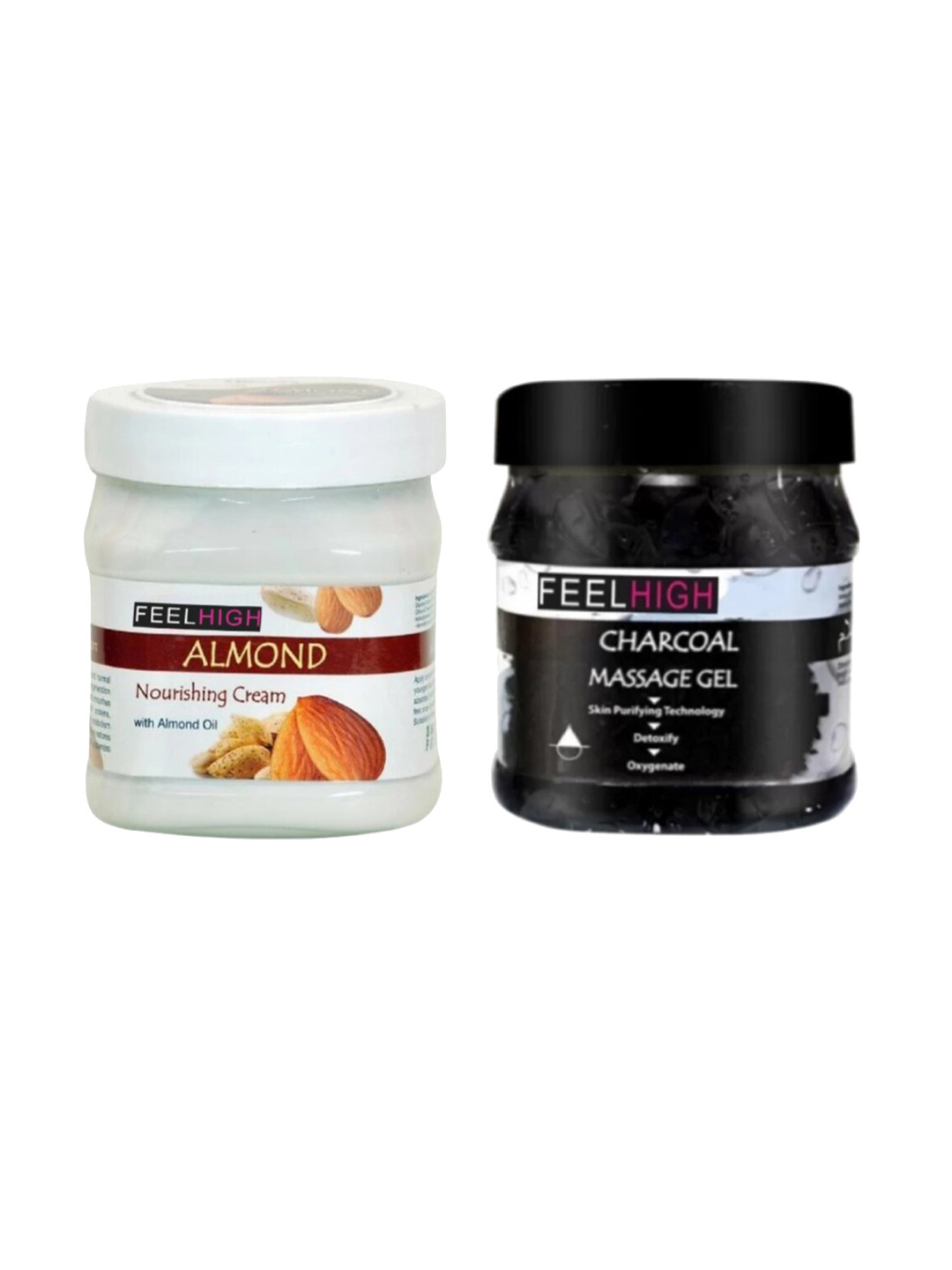 FEELHIGH Almond Cream  Enriched With Almond Oil & Charcoal Massage Gel 500ml Each