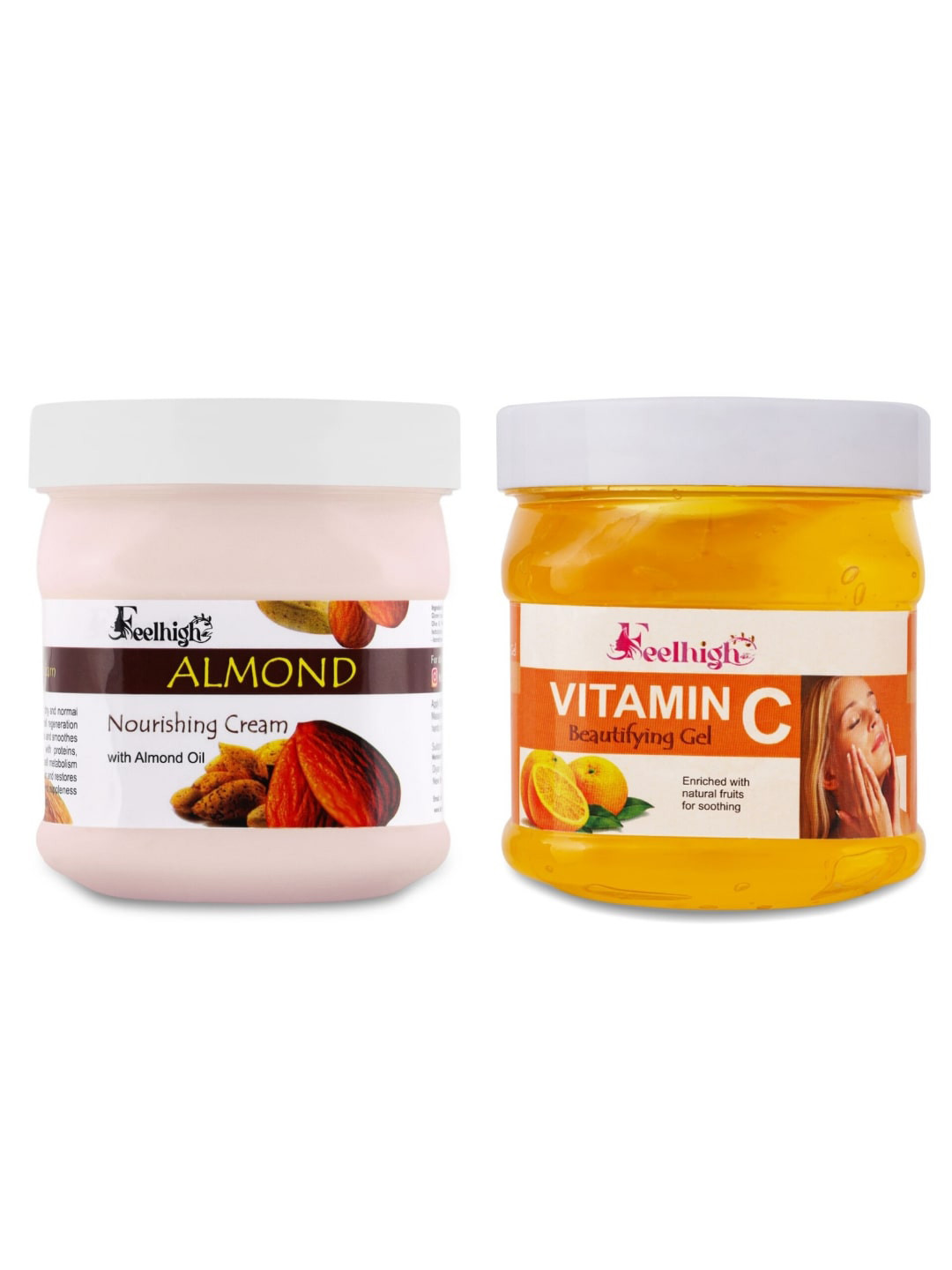 FEELHIGH Set Of 2 Almond Cream &  Vitamin C Skin Purifying Gel -500ml Each