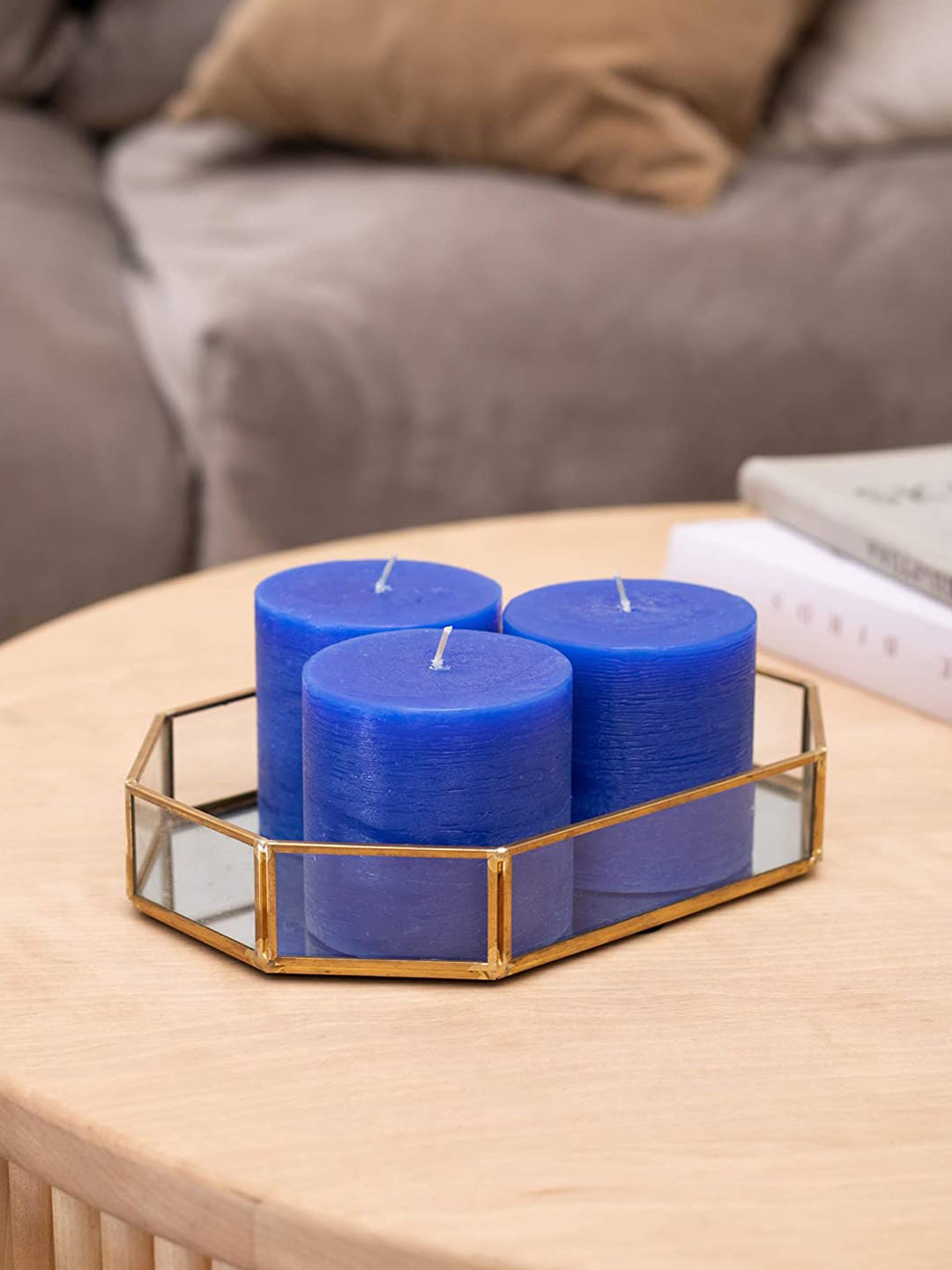 Aromatic Fables Rustic 3Pcs 1 Wick Strawberry Solid Geometric Regular Pillar Candles