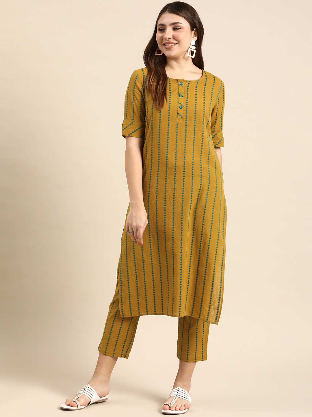 Anouk Regular  Cotton Kurta with Trousers