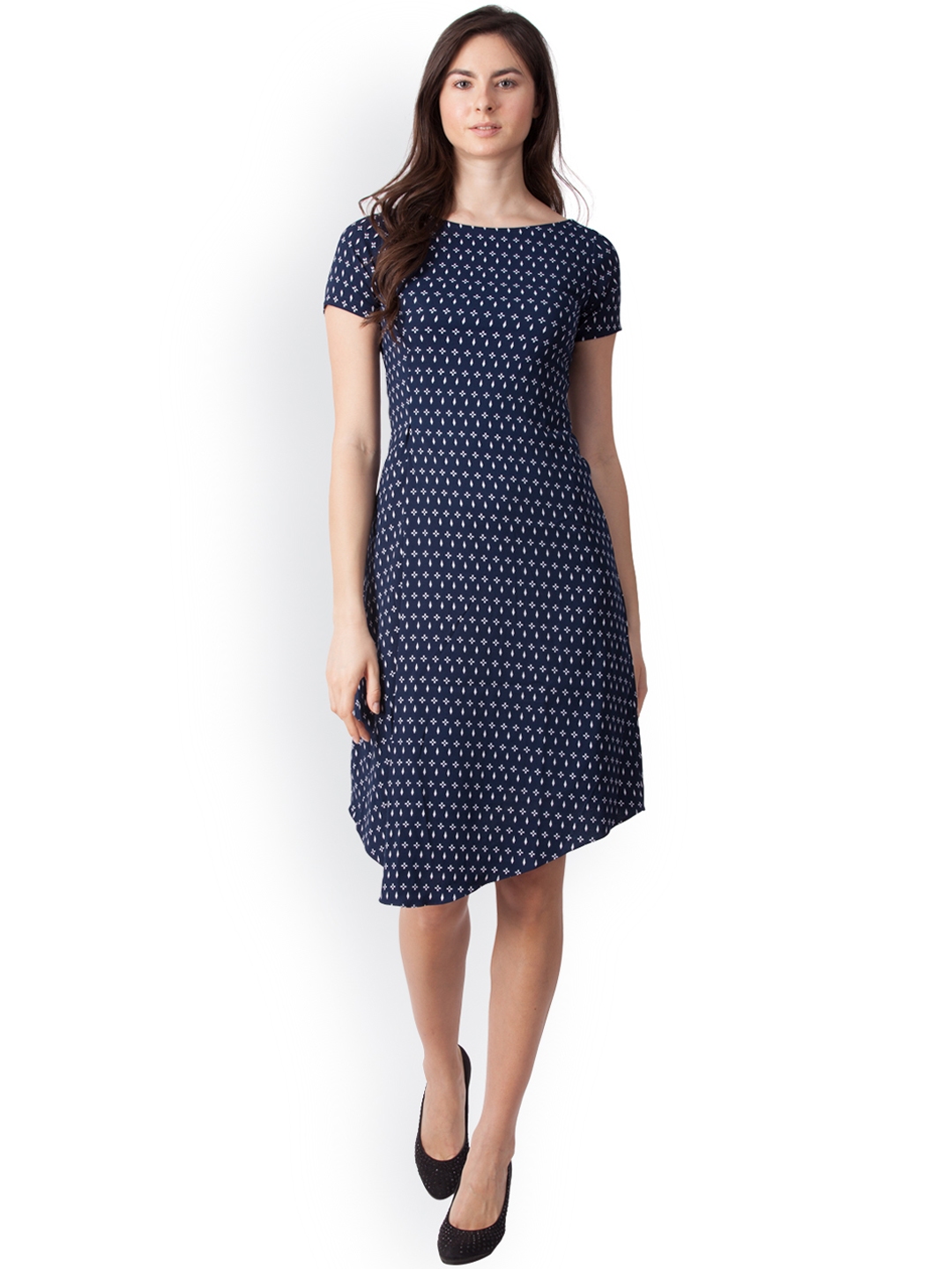 Zink London Women Blue Printed Sheath Dress