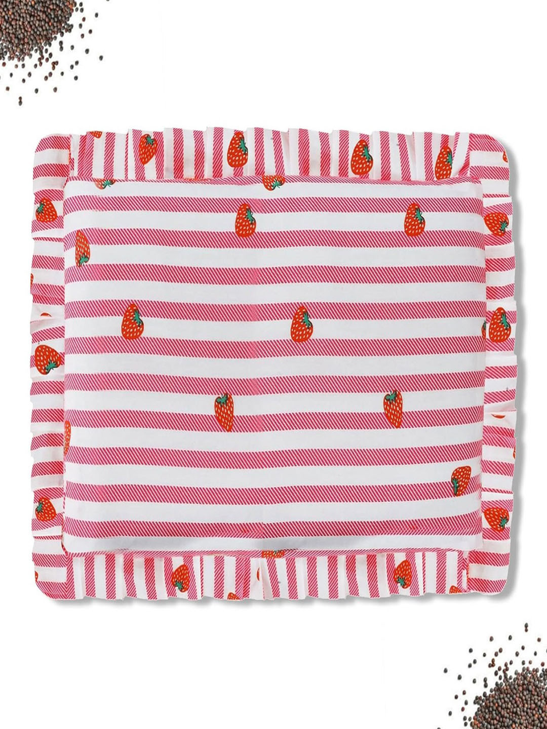 OyO Baby Infants Strawberry Printed Mustard Seed Cotton Baby Pillow