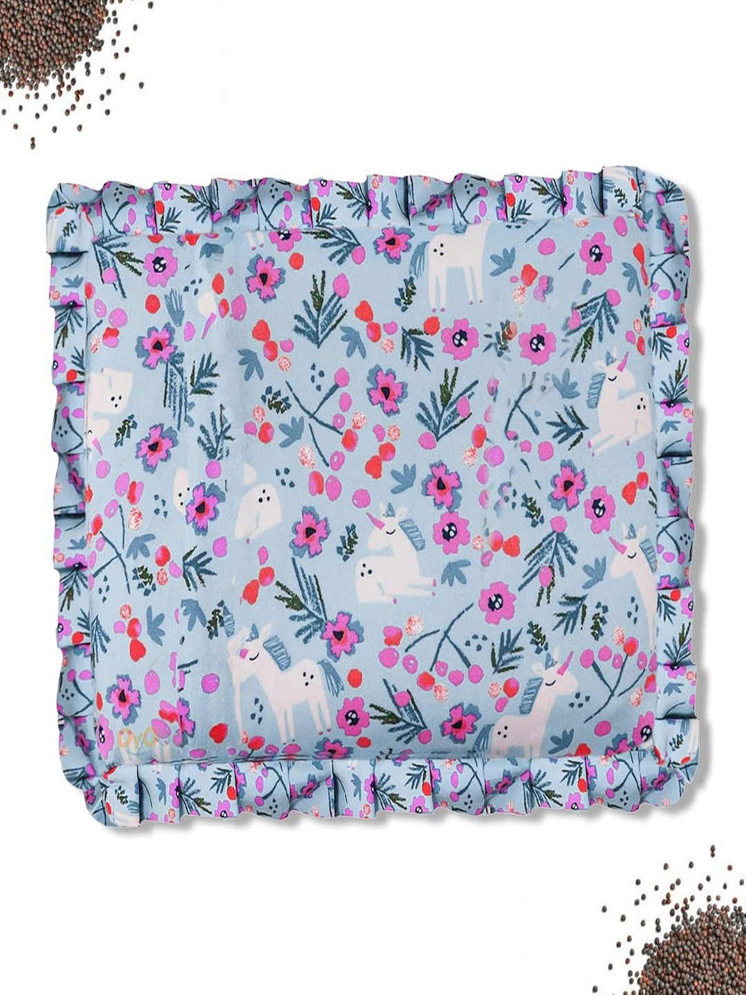 OyO Baby Kids Green Flower Printed Mustard Seed Baby Pillow