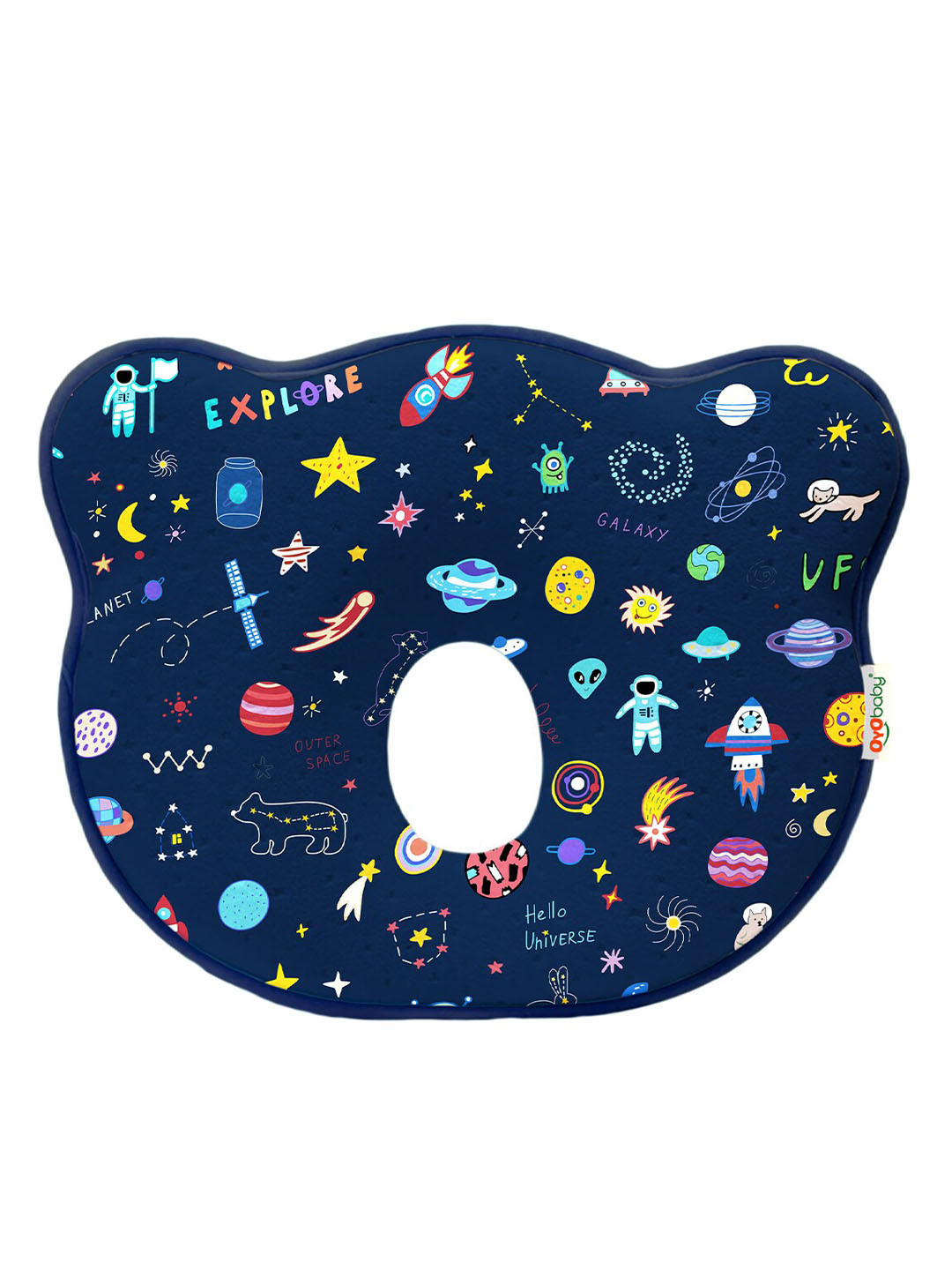 OyO Baby Infants Navy Blue & Yellow Sky Print Memory Foam Head Shaping Cotton Baby Pillow