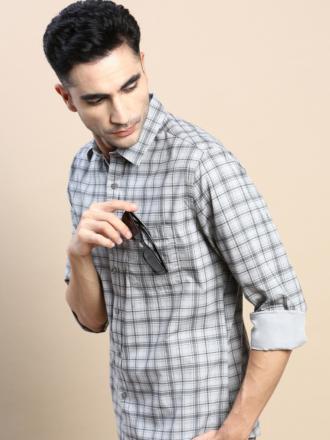 INVICTUS Sport Tartan Checked Slim Fit Cotton Casual Shirt