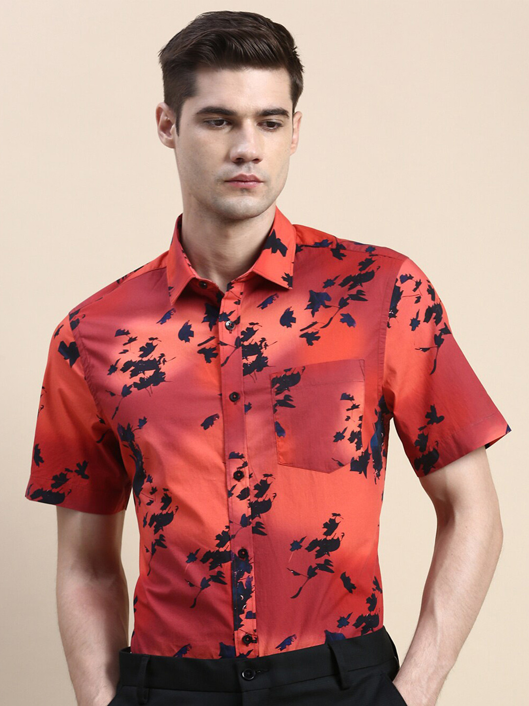 INVICTUS Standard Slim Fit Abstract Printed Formal Cotton Shirt