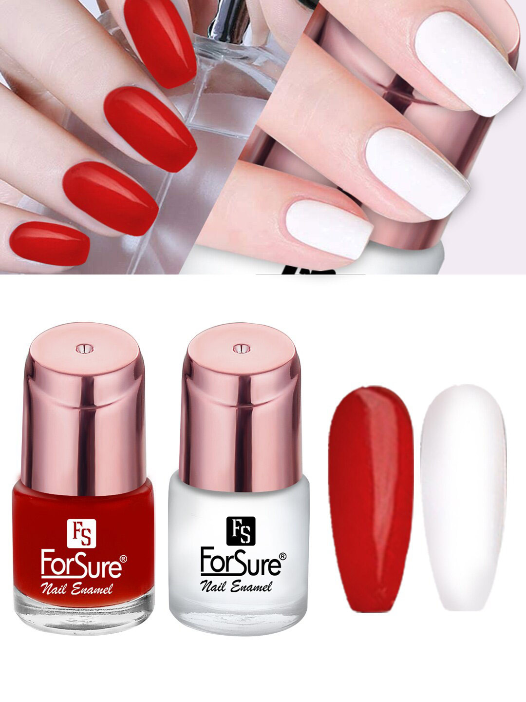 ForSure Set of 2 Rose Gold Quick Dry Long Lasting Nail Enamel - 8 ml each