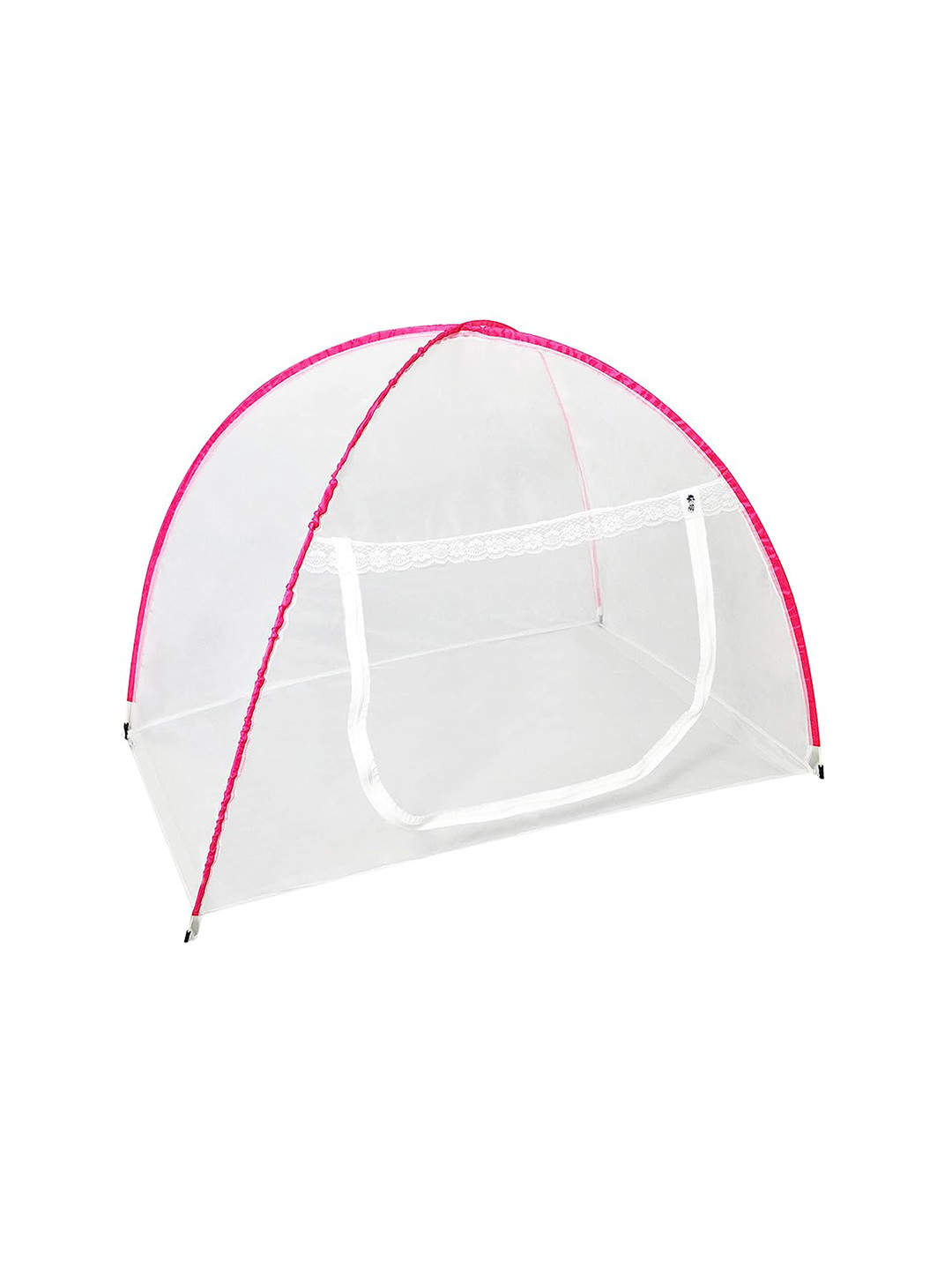 ALCIONO White &  Pink Foldable Mosquito Net