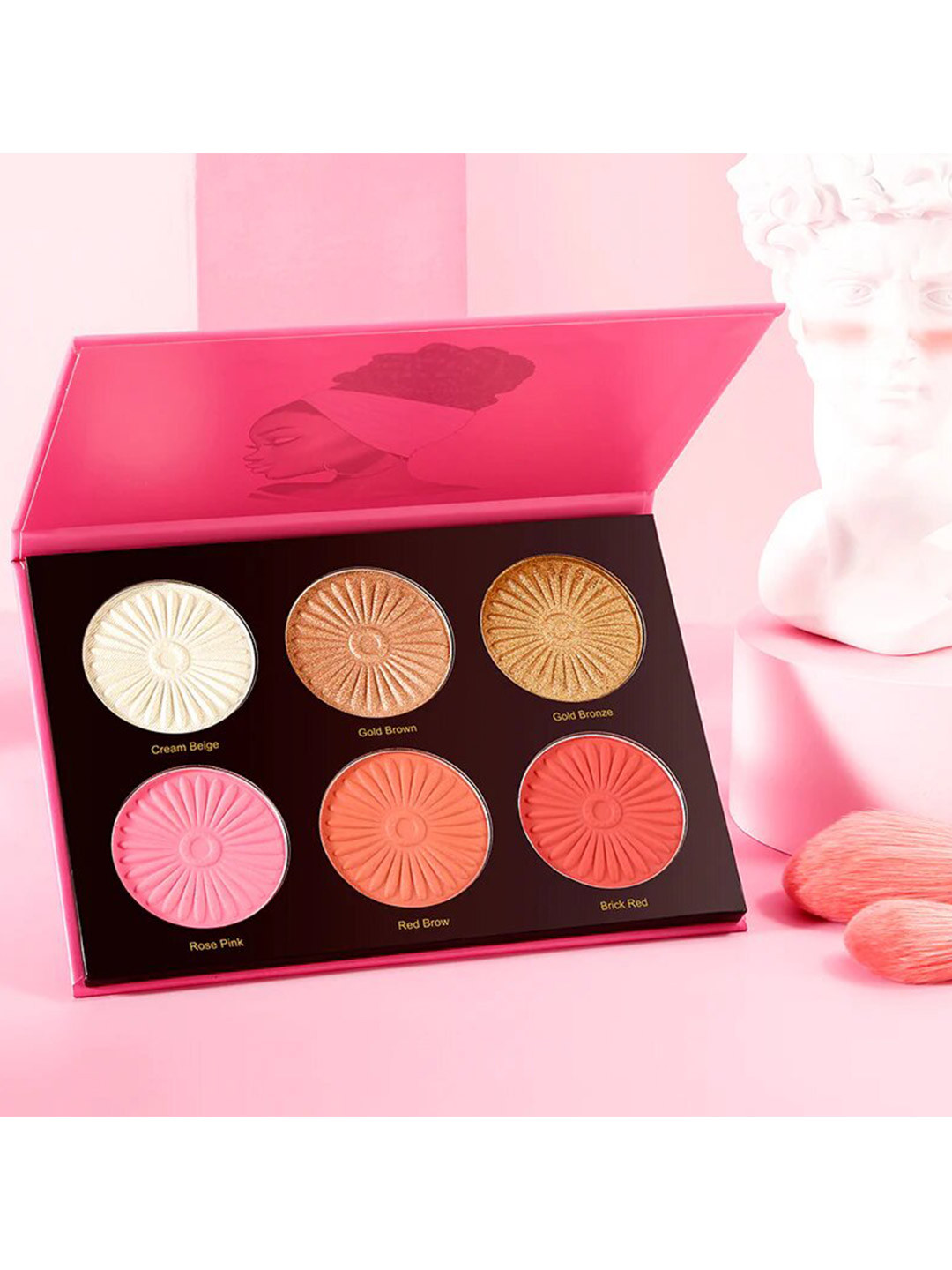 DE'LANCI 6 Color Highligher Palette for Dark Skin