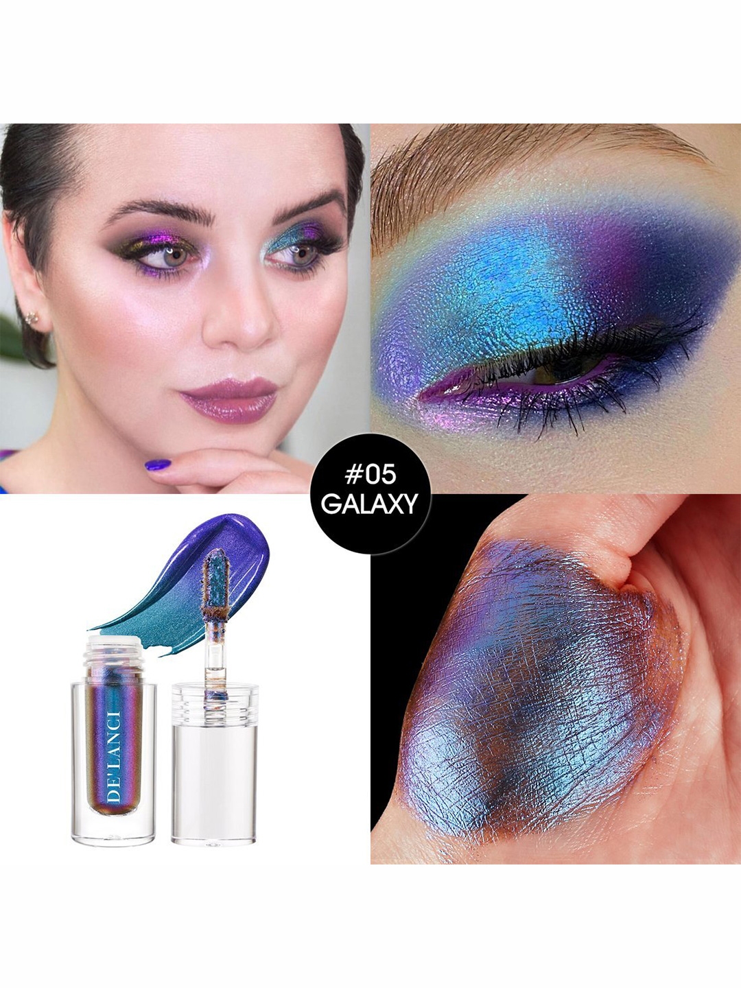 Glitter Holographic Eyeshadow for Blue Eyes DE'LANCI Chameleon Eye