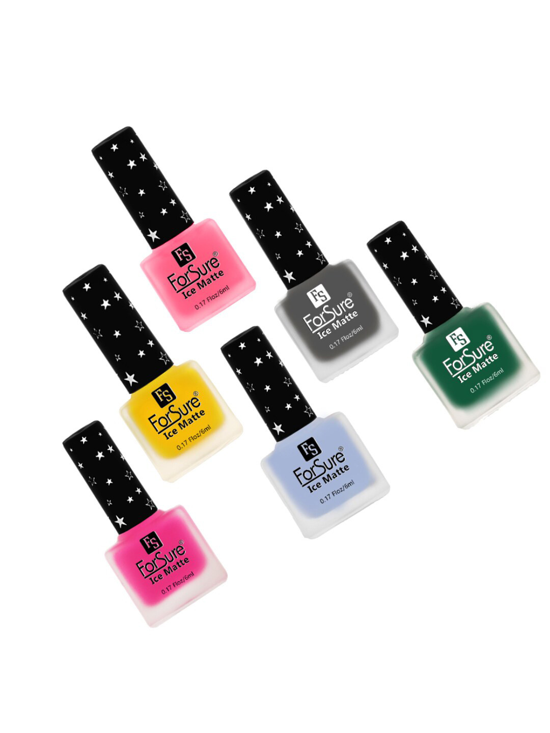 ForSure Set of 6 Ice Matte Quick Dry Chip & Shock Resistant Nail Polish - 6 ml each