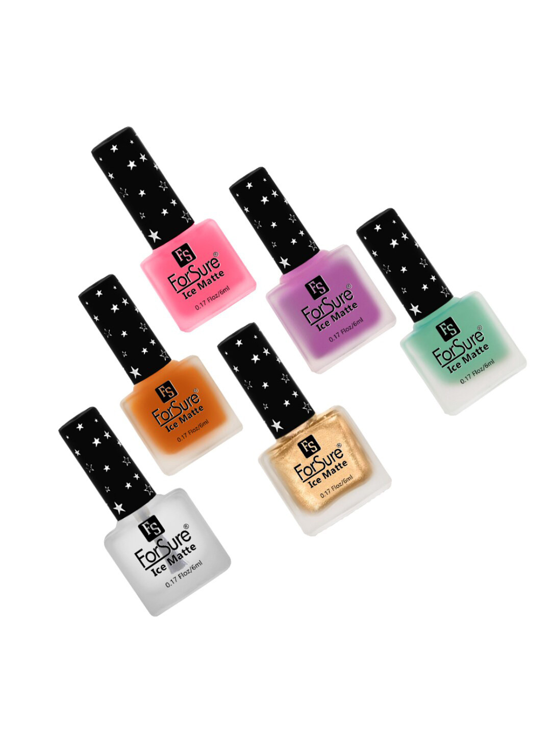 ForSure Set of 6 Ice Matte Quick Dry Chip & Shock Resistant Nail Polish - 6 ml each
