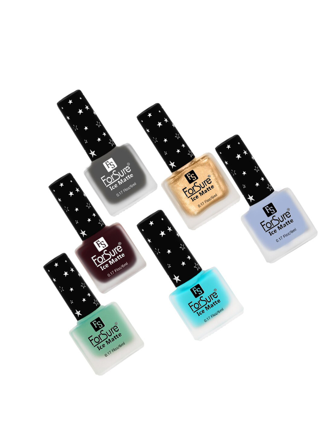 ForSure Ice Matte Set of 6 Nail Paints - 6ml Each - 113 - 114 - 119 - 115 - 109 - 108