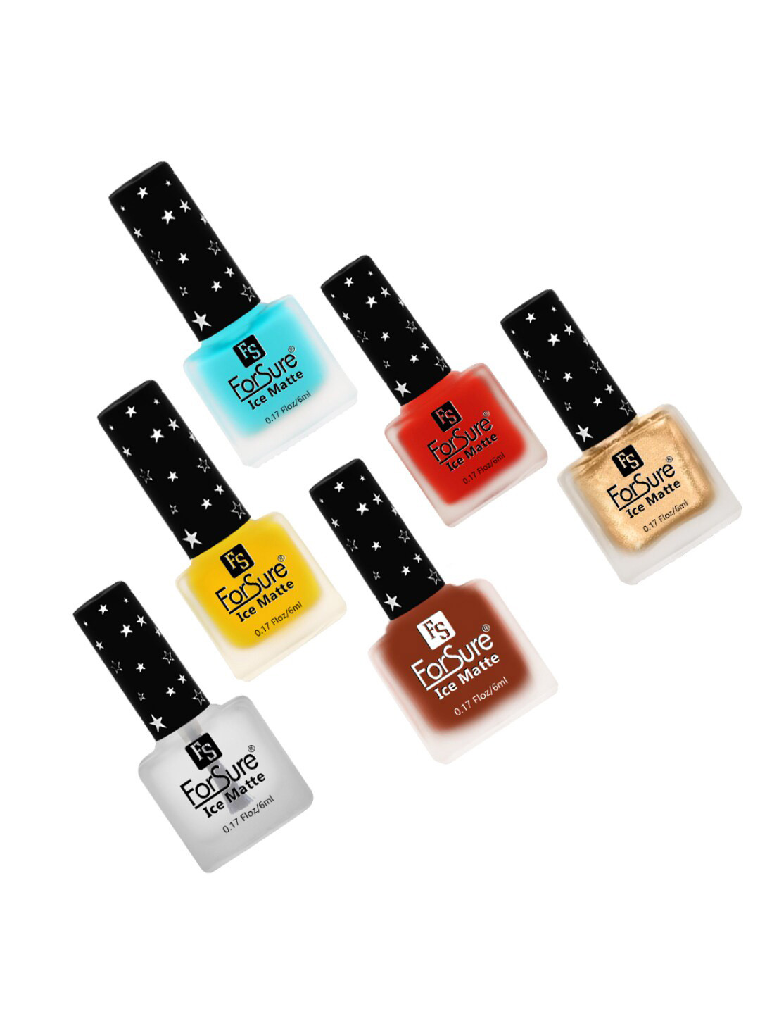 ForSure Ice Matte Set of 6 Nail Paints - 6ml Each - 106 - 116 - 118 - 113 - 110 - 114