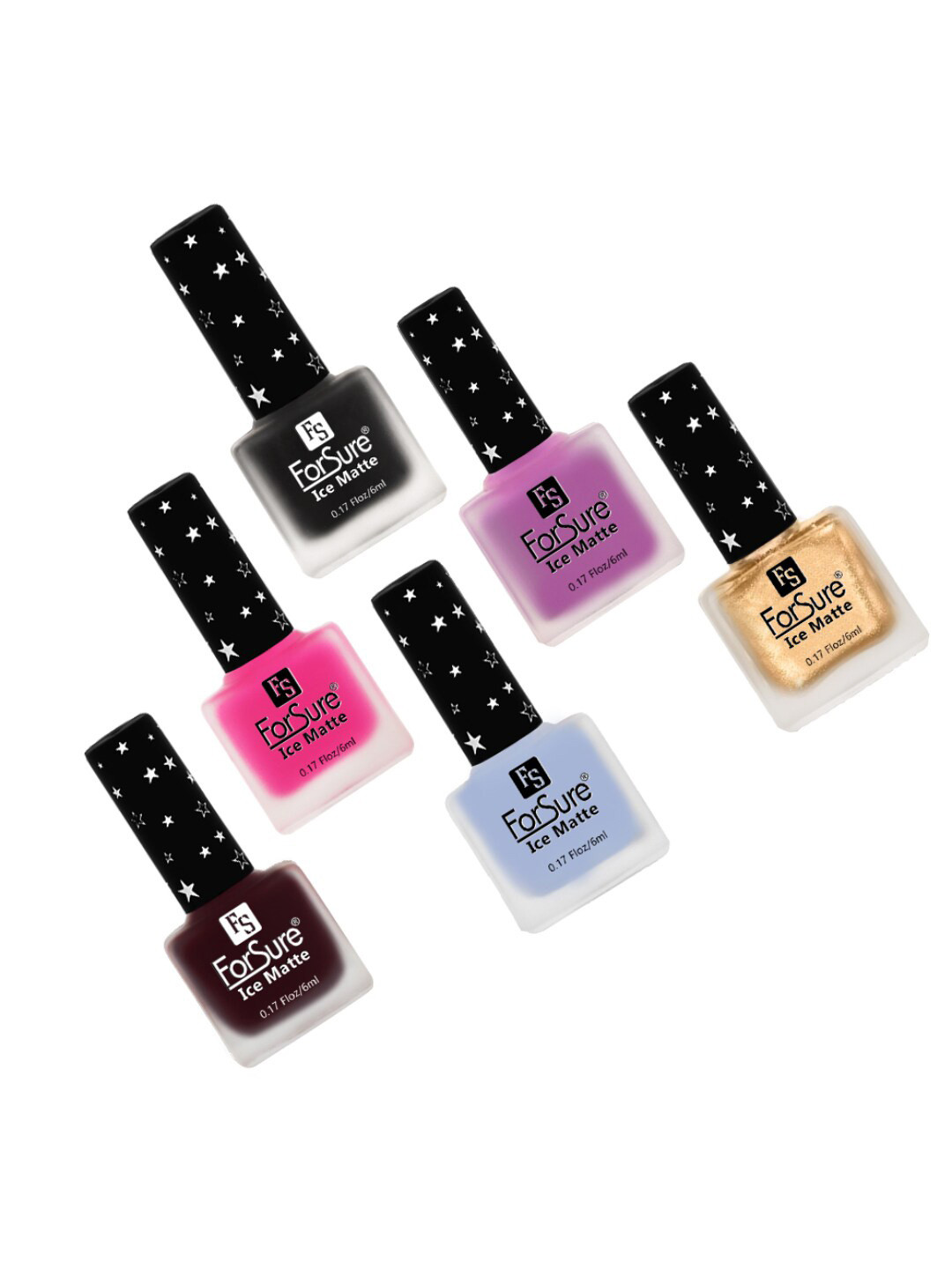 ForSure Ice Matte Set of 6 Nail Paints - 6ml Each - 107 - 108 - 119 - 114 - 102 - 104
