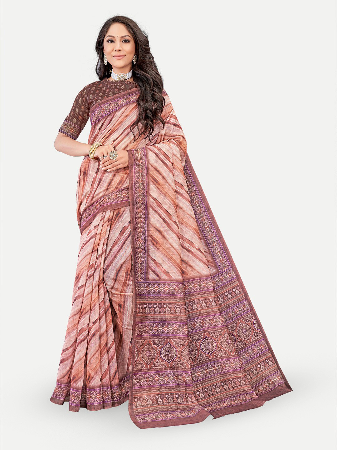 TAVAS Striped Silk Blend Chanderi Saree