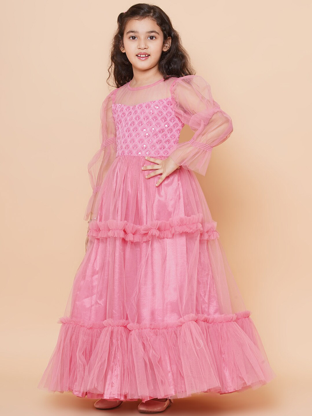 Bitiya by Bhama Pink Net Maxi Dress