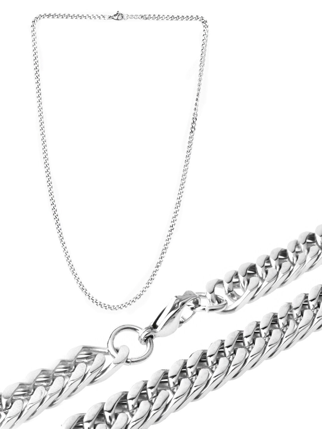 Yellow Chimes Men Set Of 2 Silver-Plated Stainless Steel Chains