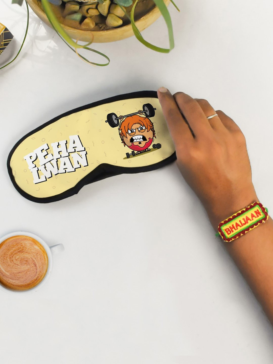 Indigifts Set Of 2 Embroidered Rakhi With Eye Mask