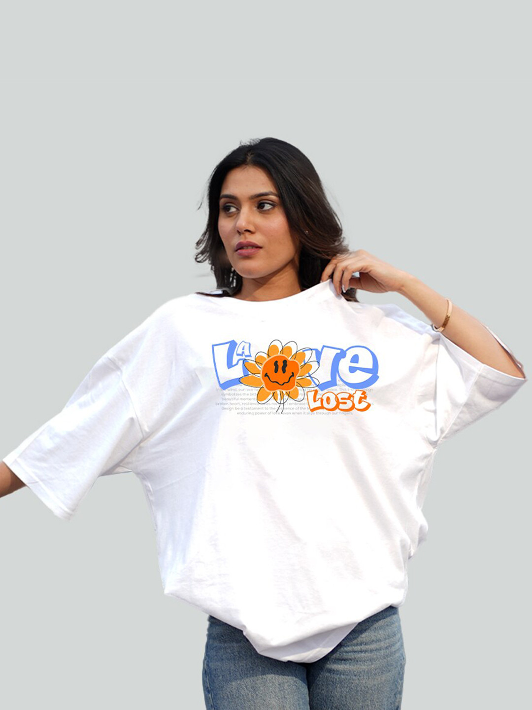 Bloopers Store Typography Printed Drop Shoulder Oversized Pure Cotton T-shirt