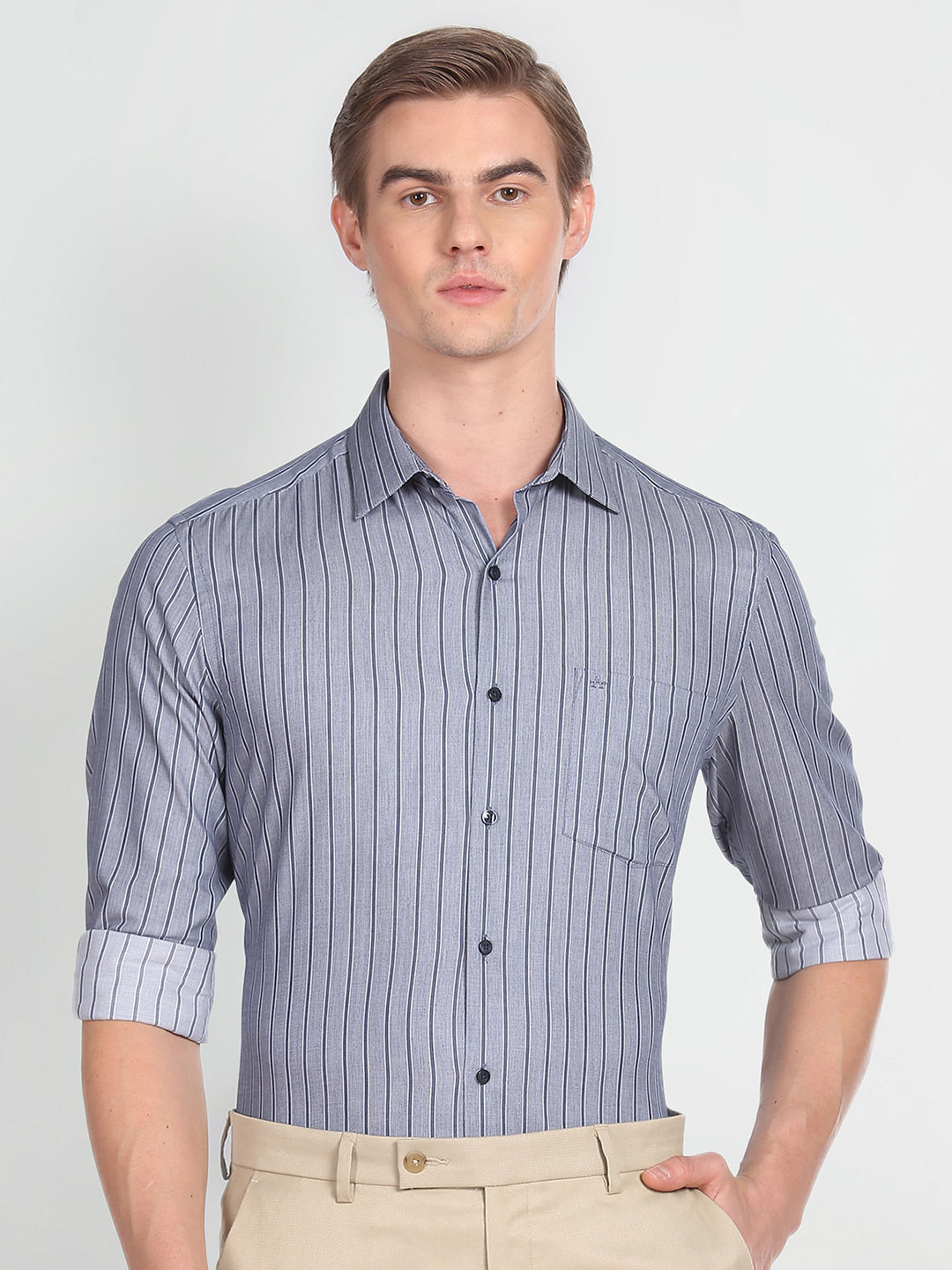 Arrow Vertical Striped Pure Cotton Formal Shirt