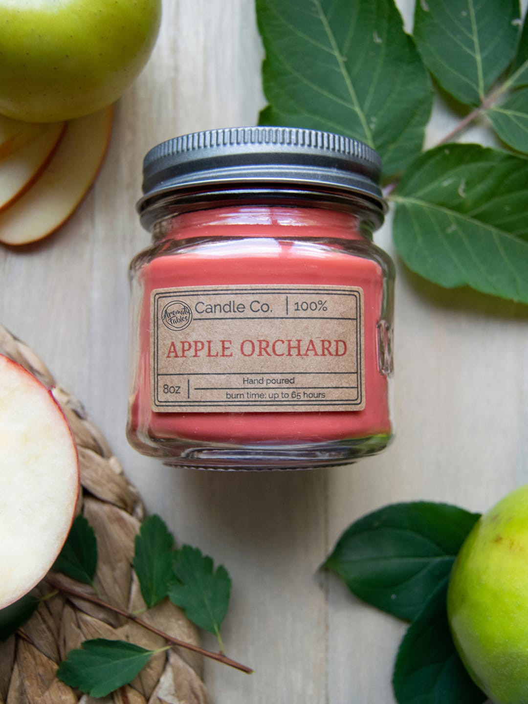 Aromatic Fables Square Glass Jar Scented 1 Wick Apple Orchard Solid Regular Candles