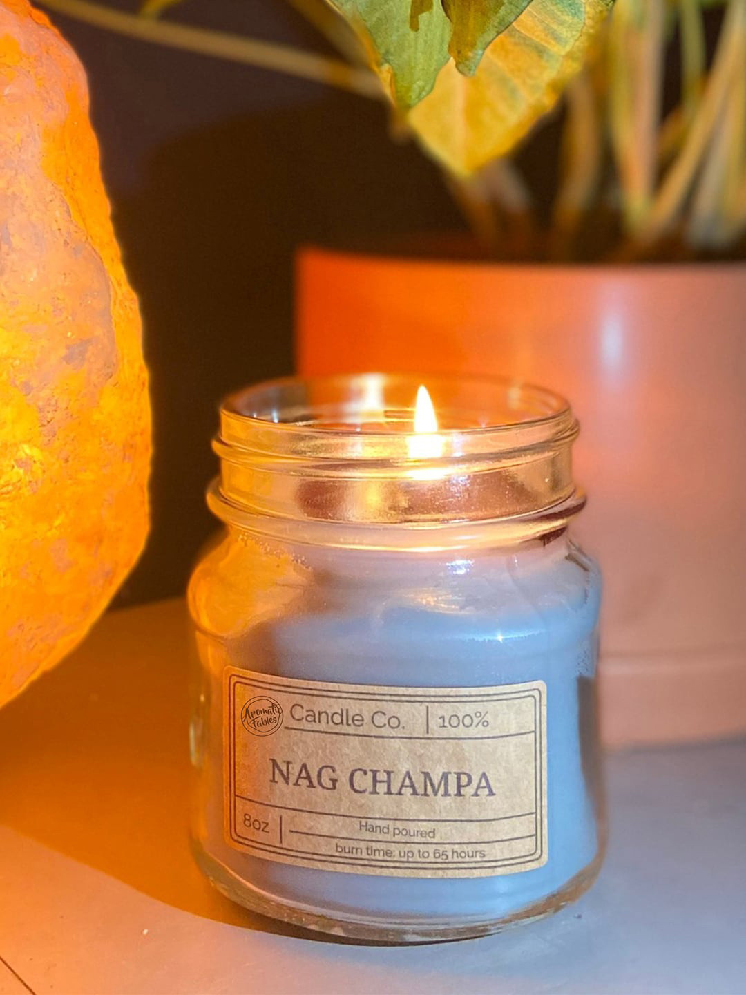 Aromatic Fables Nag Champa Scented 1 Wick Solid Square Regular Jar Candles