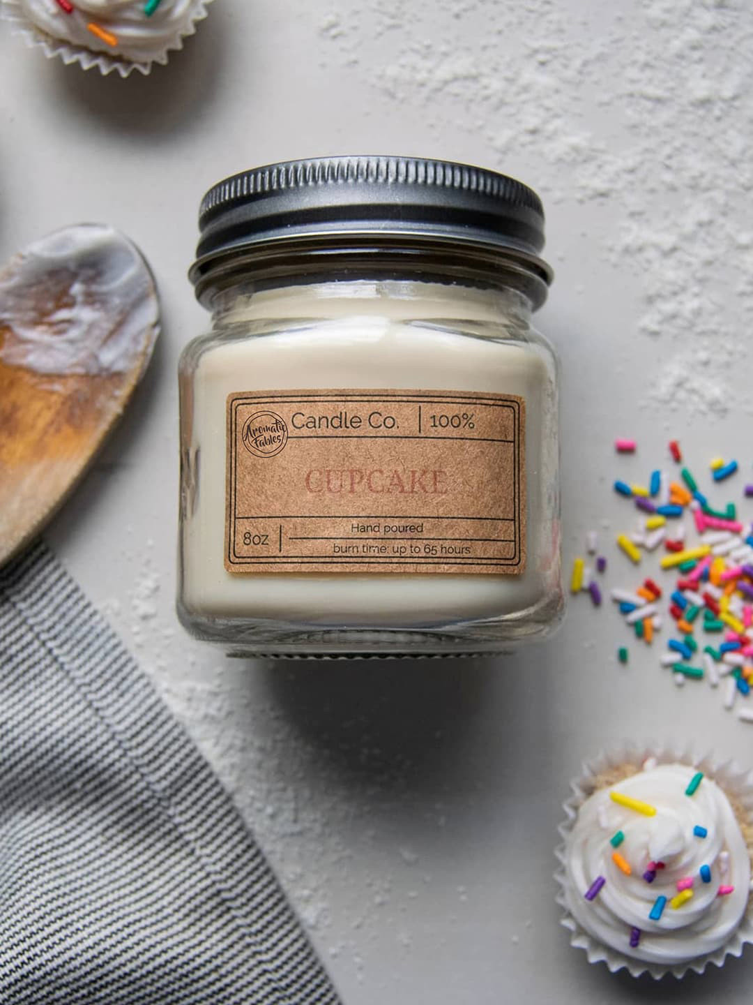 Aromatic Fables Cupcake Scented 1 Wick Solid Square Regular Jar Candles