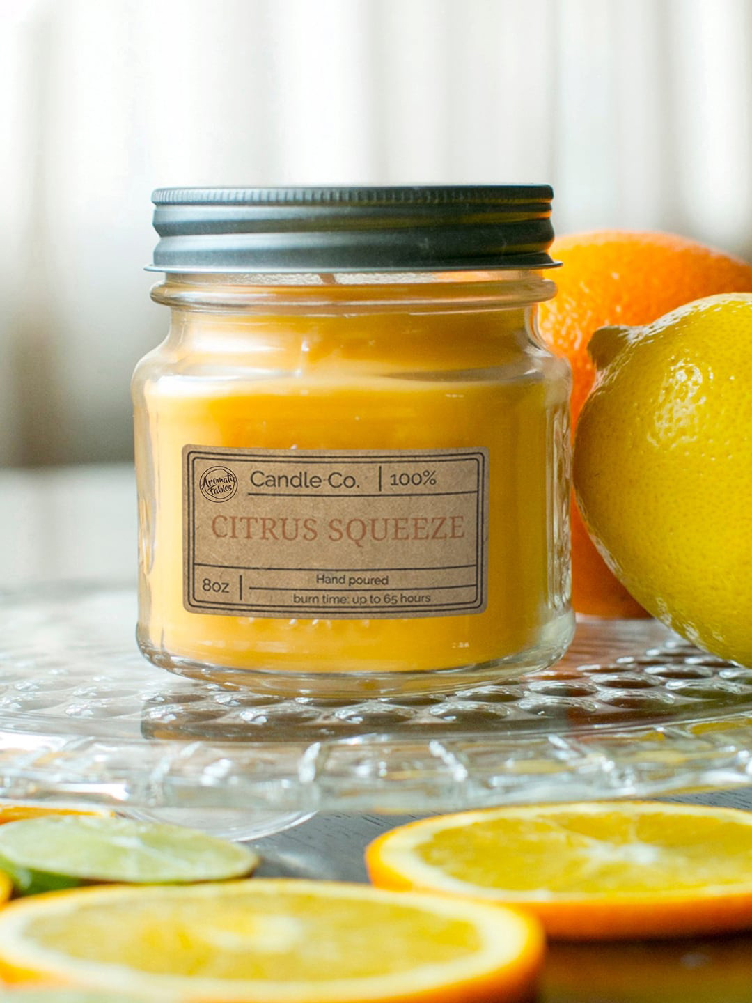 Aromatic Fables Citrus Squeeze Scented 1 Wick Solid Square Regular Jar Candles