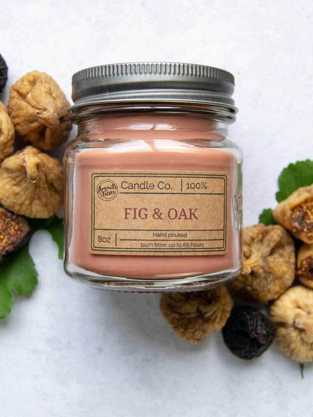 Aromatic Fables Fig & Oak Scented 1 Wick Fig and Oak Solid Square Regular Jar Candles